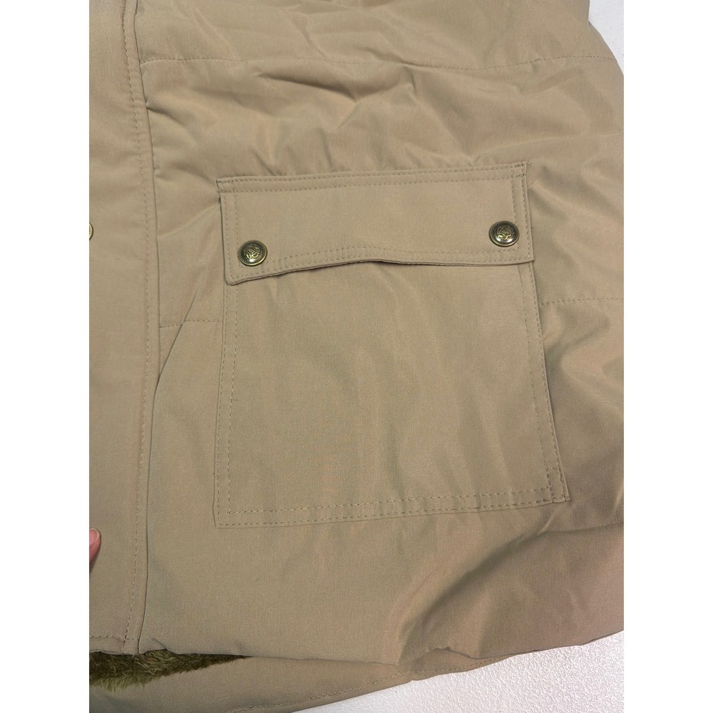 Cool‎ Choice Mens Quilted Puffer Vest Khaki Tan Faux Fur Fleece Lined Size 2XL - Picture 5 of 7